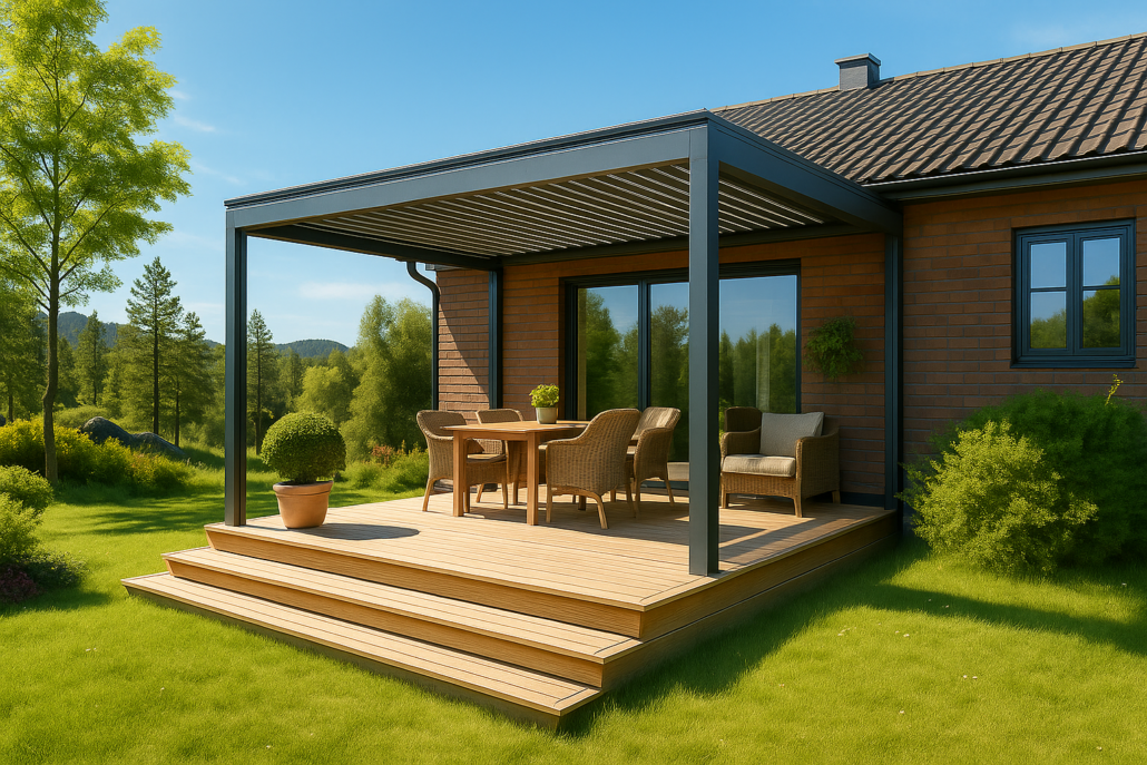 Herlig pergola i norsk natur, ute i finværet